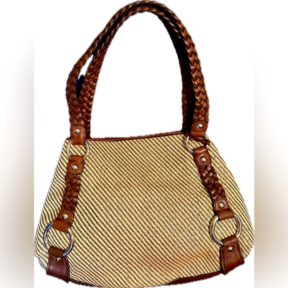 Banana Republic Cream and Brown Woven Shoulder Bag - Picture 2 of 13